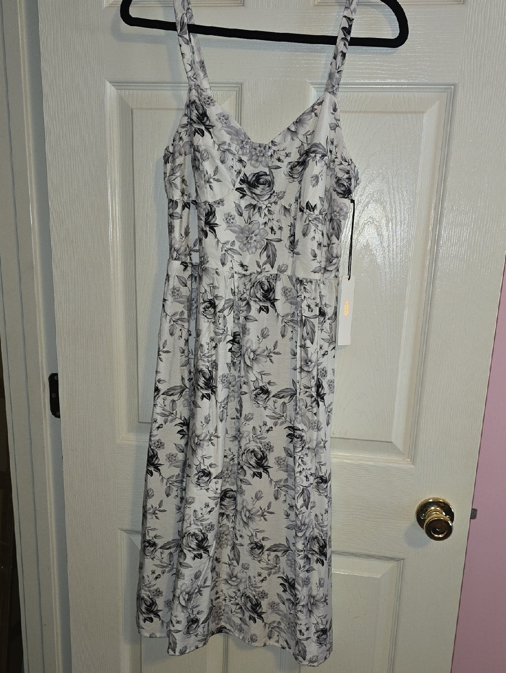 june & hudson Black and White Floral Midi Dress